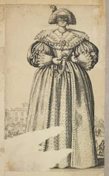 Maskierte Adlige Frau, aus La Noblesse de Lorraine, ca. 1620-23